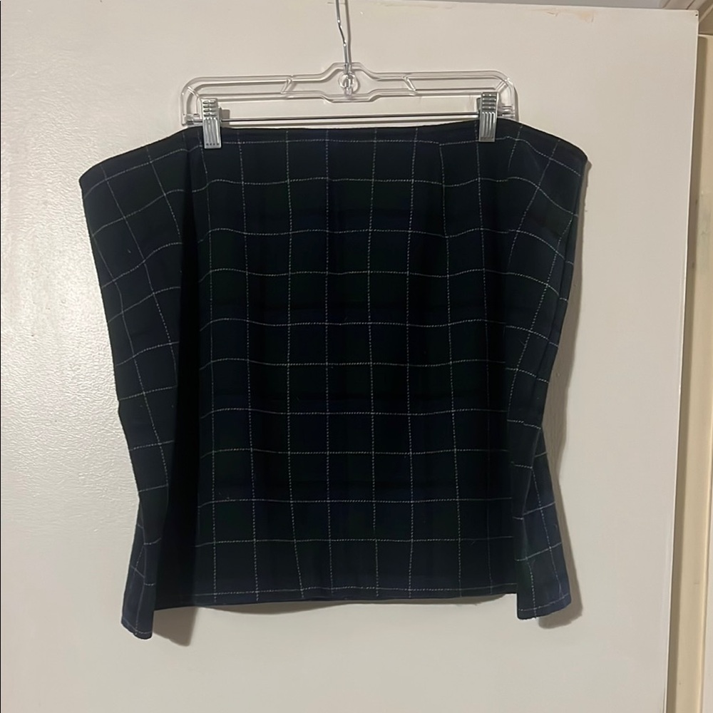 Venezia jeans Lane Bryant green/blue/cream plaid skirt Hidden back zip closure